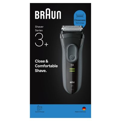 Braun Series 3+ Electric Shaver, Dry, 3000S, Grey