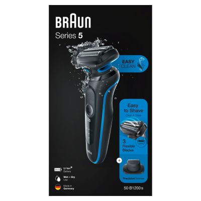 Braun Series 5 50-B1200s Electric Shaver With Precision Trimmer, Blue