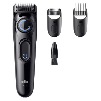Braun Beard Trimmer Series 3, +3 Styling Tools, 40 Lengths, Sharp Blade, BT3520, Black