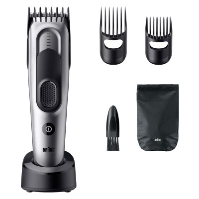 Braun Hair Clipper Series 7, +5 Styling Tools, Lifetime Sharp Blade, 17 Lengths, HC7590, Grey