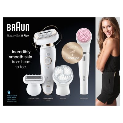 Braun Silk-�pil 9 Flex 9-100 Beauty Set - Epilator, Flexible Head, Easier Hair Removal, White/Gold