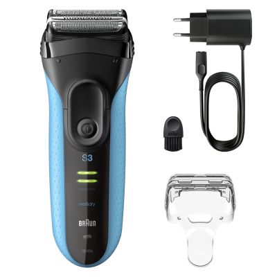 Braun Series 3+ Electric Shaver, Precision Trimmer, Wet & Dry, 3040S, Blue