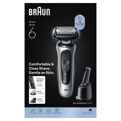 Braun Series 6 Electric Shaver, SmartCare Center, +2 Attachments, 62-S7650CC, Silver