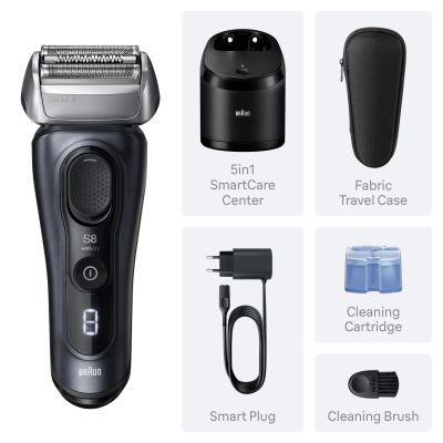 Braun Series 8 Electric Shaver, SensoAdapt, SmartCare Center, 8663CC, Grey