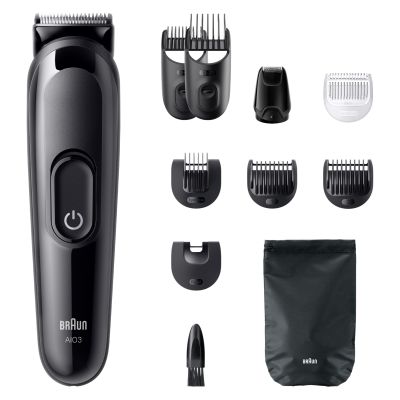 Braun All-in-One Series 3, 10in1 Grooming Kit, Sharp Blade, 14 Lengths, AIO3560, Black