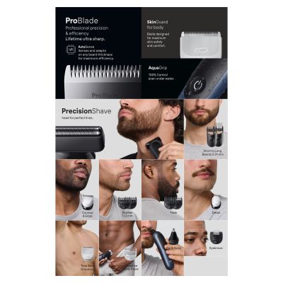 Braun All-in-One Series 7, 15in1 Grooming Kit, ProBlade, AutoSense, AIO7580, Blue