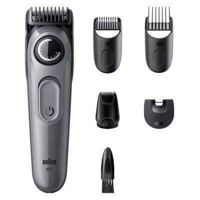 Braun Beard Trimmer Series 3, +5 Styling Tools, 40 Lengths, Sharp Blade, BT3560, Grey