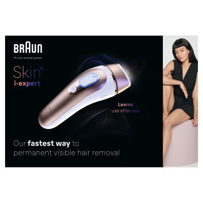 Braun Smart IPL Skin iﾷexpert, At Home Hair Removal, Pouch, Venus Razor, 4 Heads, PL7387