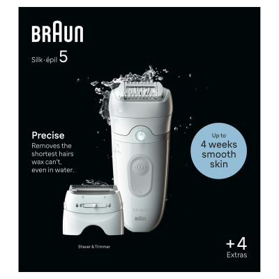 Braun Silk-�pil 5,  Epilator For Easy Hair Removal, Lasting Smooth Skin, 5-041, White/Grey
