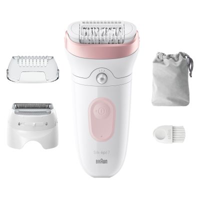 Braun Silk-�pil 7,  Epilator For Easy Hair Removal, Lasting Smooth Skin, 7-030, White/Flamingo