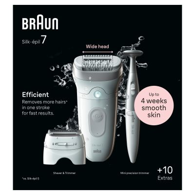 Braun Silk-�pil 7,  Epilator For Easy Hair Removal, Lasting Smooth Skin, 7-241, White/Silver