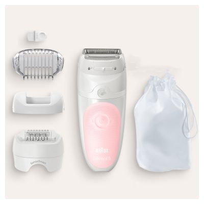 Braun Silk-�pil 5 5-620 Epilator for Women for Gentle Hair Removal, White/Pink