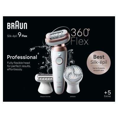 Braun Silk-�pil 9 Flex, Epilator For Easy Hair Removal, 9-060 3D, White/Rose Titan