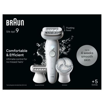 Braun Silk-�pil 9,  Epilator For Easy Hair Removal, Lasting Smooth Skin, 9-061, White/Silver